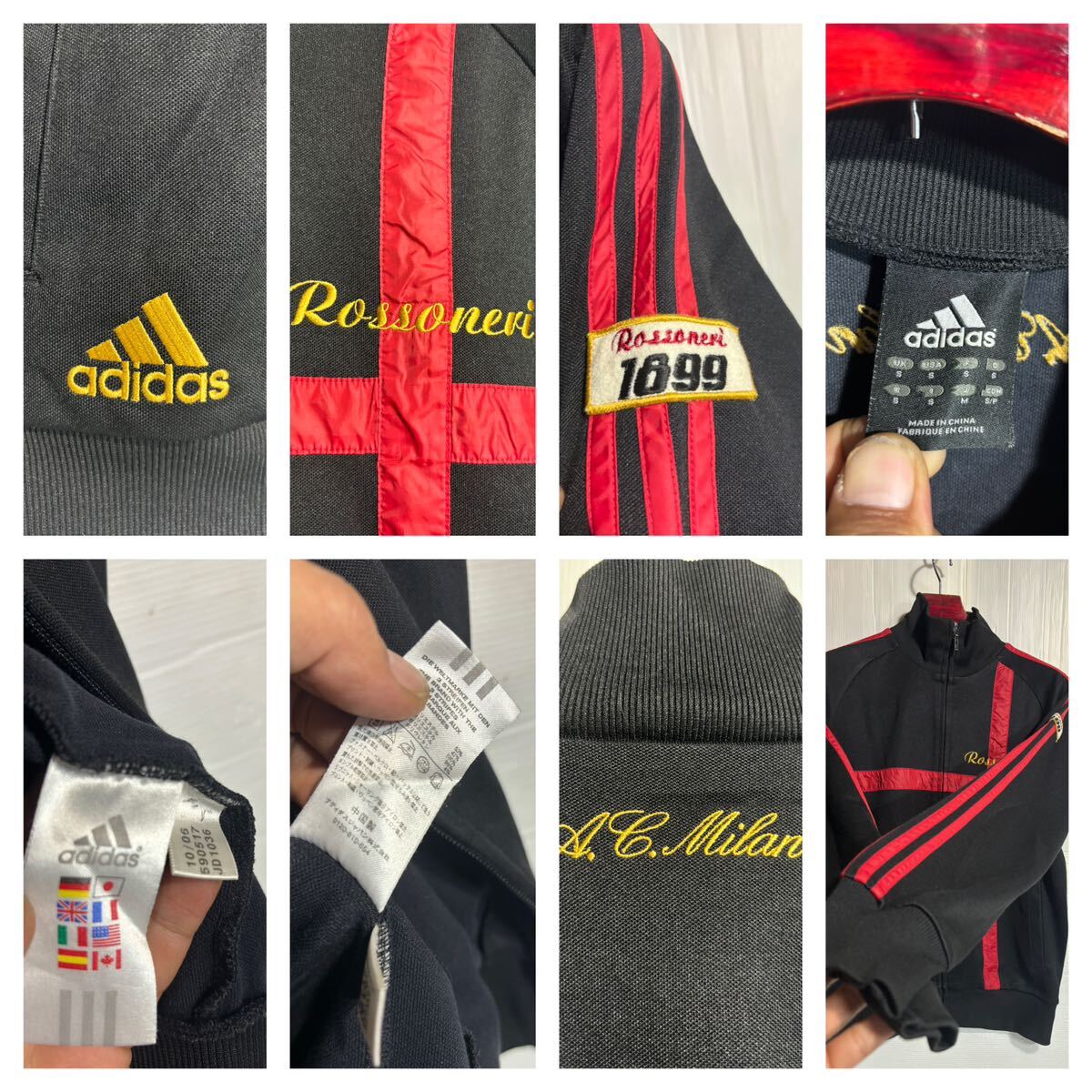 00's ヴィンテージ adidas アディダス　× A.C.Milan ミラン　Rossoneri 1899 ロッソネリ　トラックトップジャケット　ジャージ　黒 M_画像2