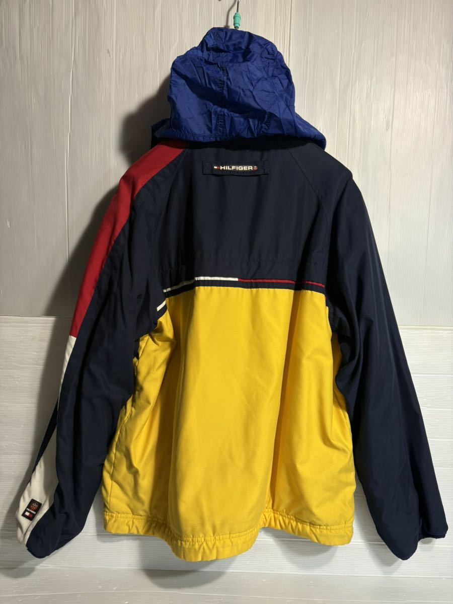 00's ヴィンテージ TOMMY HILFIGER トミーヒルフィガー　リバーシブル　黄ナイロン×墨黒フリース　ジャケット ジャンパー ジャンバー　L_画像8