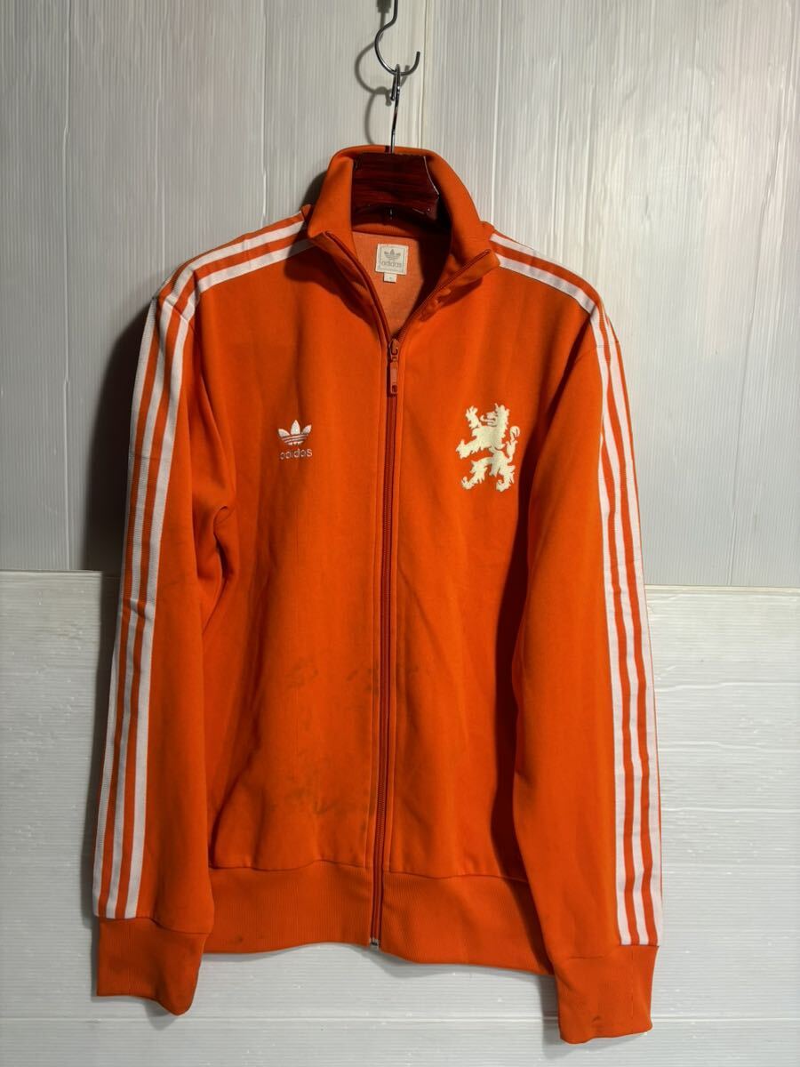 00's ヴィンテージ adidas アディダス NEDERLAND サッカー オランダ代表 ライオンエンブレム トラックトップジャケット　ジャージ O XL程_画像4