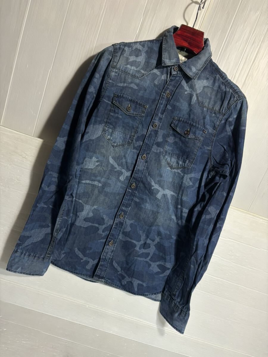 DENIM & SUPPLY RALPH LAUREN デニムアンドサプライ　ラルフローレン　国内正規　迷彩　カモフラージュ柄　デニムシャツ　S インディゴ_画像9