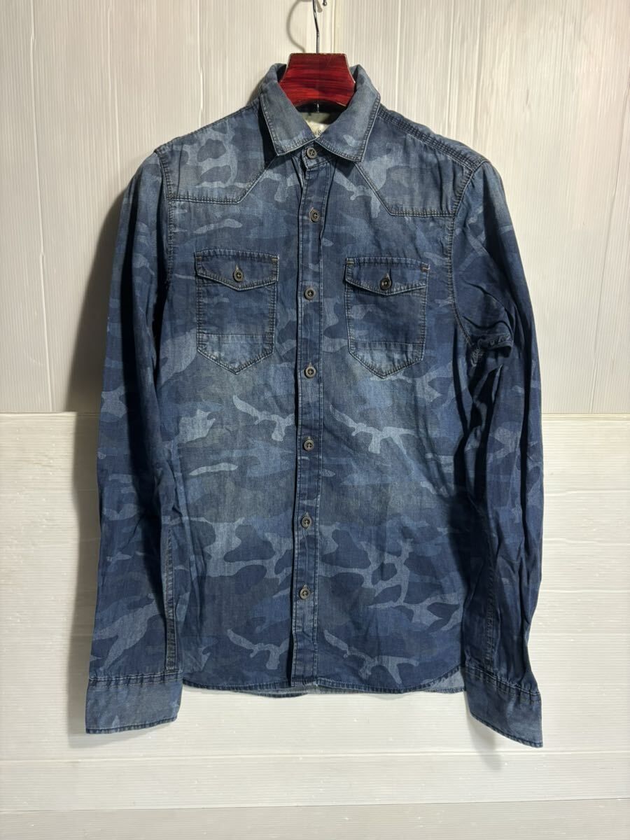 DENIM & SUPPLY RALPH LAUREN デニムアンドサプライ　ラルフローレン　国内正規　迷彩　カモフラージュ柄　デニムシャツ　S インディゴ_画像3