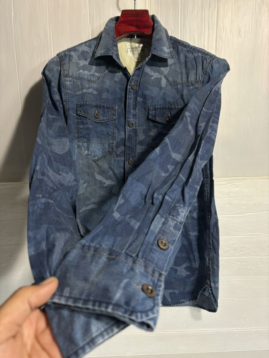 DENIM & SUPPLY RALPH LAUREN デニムアンドサプライ　ラルフローレン　国内正規　迷彩　カモフラージュ柄　デニムシャツ　S インディゴ_画像6