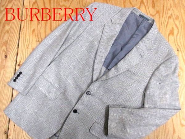 ★バーバリー Burberrys★メンズ シルク・リネン混 チェックウールジャケット グレー★R60310037Aの画像1