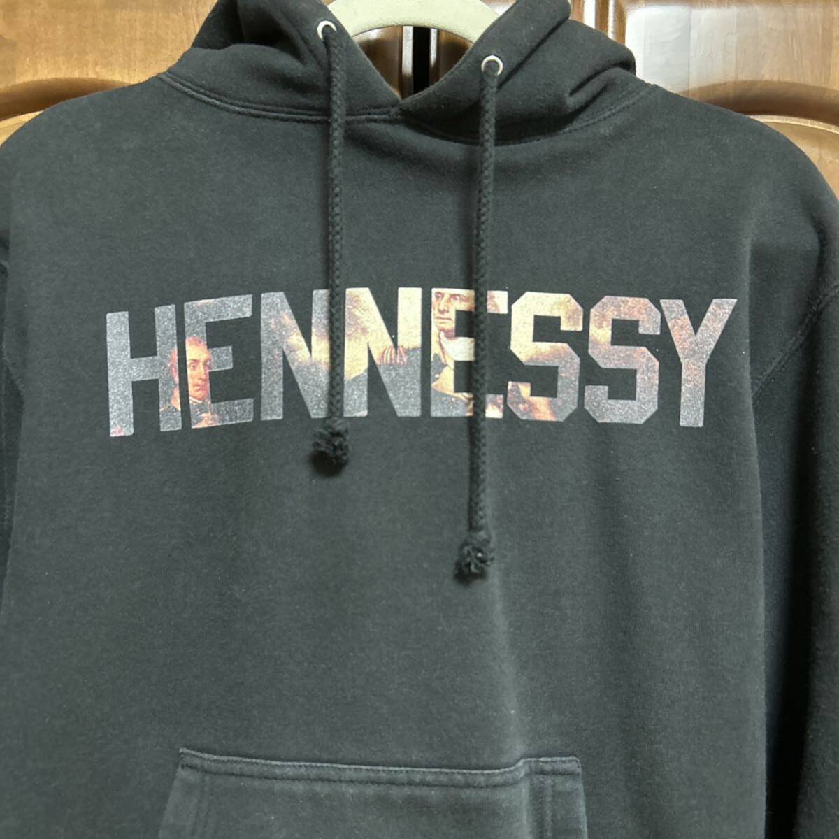 レア Sサイズ ラファイエット HENNESSY パーカー lafayette 古着 ヘネシー プルオーバー 黒 ブラック ロゴプリント パーカー_画像4