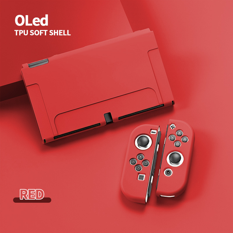 Nintendo Switch（有機ELモデル）OLED　保護ケース 景品2点付 red レッド　TPU素材　柔らかい　手触り良い