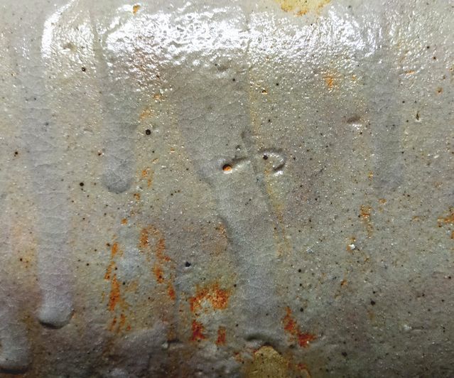 【NK808】玉山窯 玉置保夫 織部焼 部鷺絵 焼物皿 サギ 大皿 幅約48.5cm 角皿 美濃 長方皿の画像3