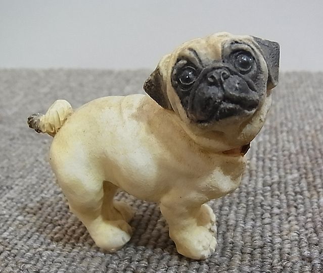 【NG364】パグ 置物 4個セット ARTEFICE OTTANTA DECORATO A MANO イタリア製 飾り インテリア 陶器 犬 ビンテージ