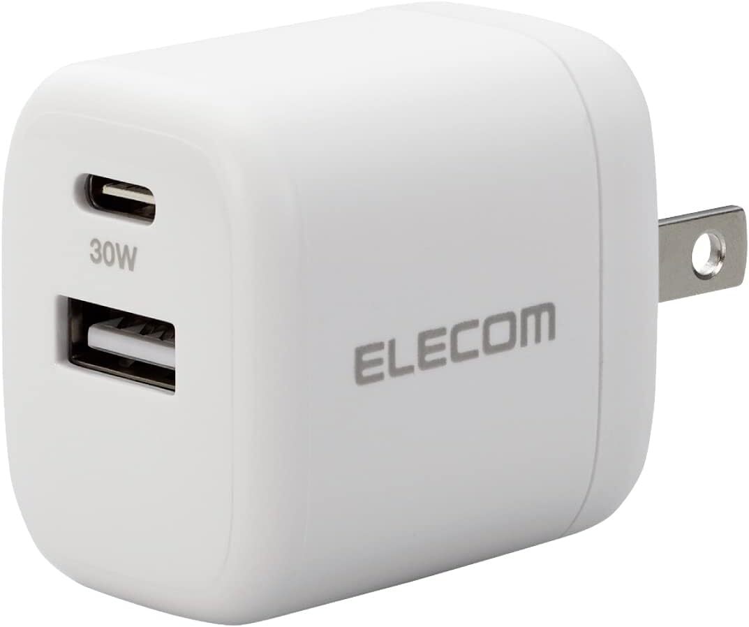  white 1) charger single unit Elecom fast charger Type-C USB PD correspondence 30W 2 port (USB-C/USB-A) small size 