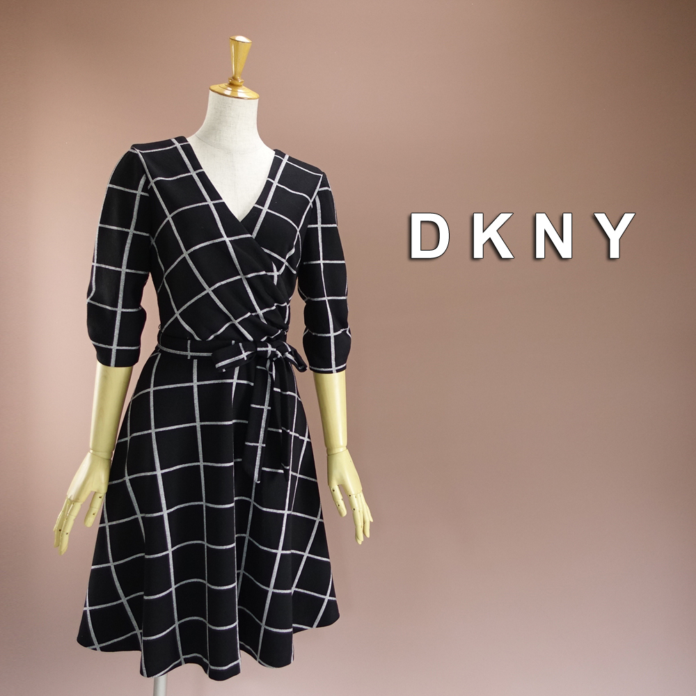 新品 DKNY 16/21号 ダナキャラン 黒 白 Aライン ワンピース パーティドレス 大きいサイズ 結婚式 二次会 フォーマル お呼ばれ 葵44Y1414_画像1