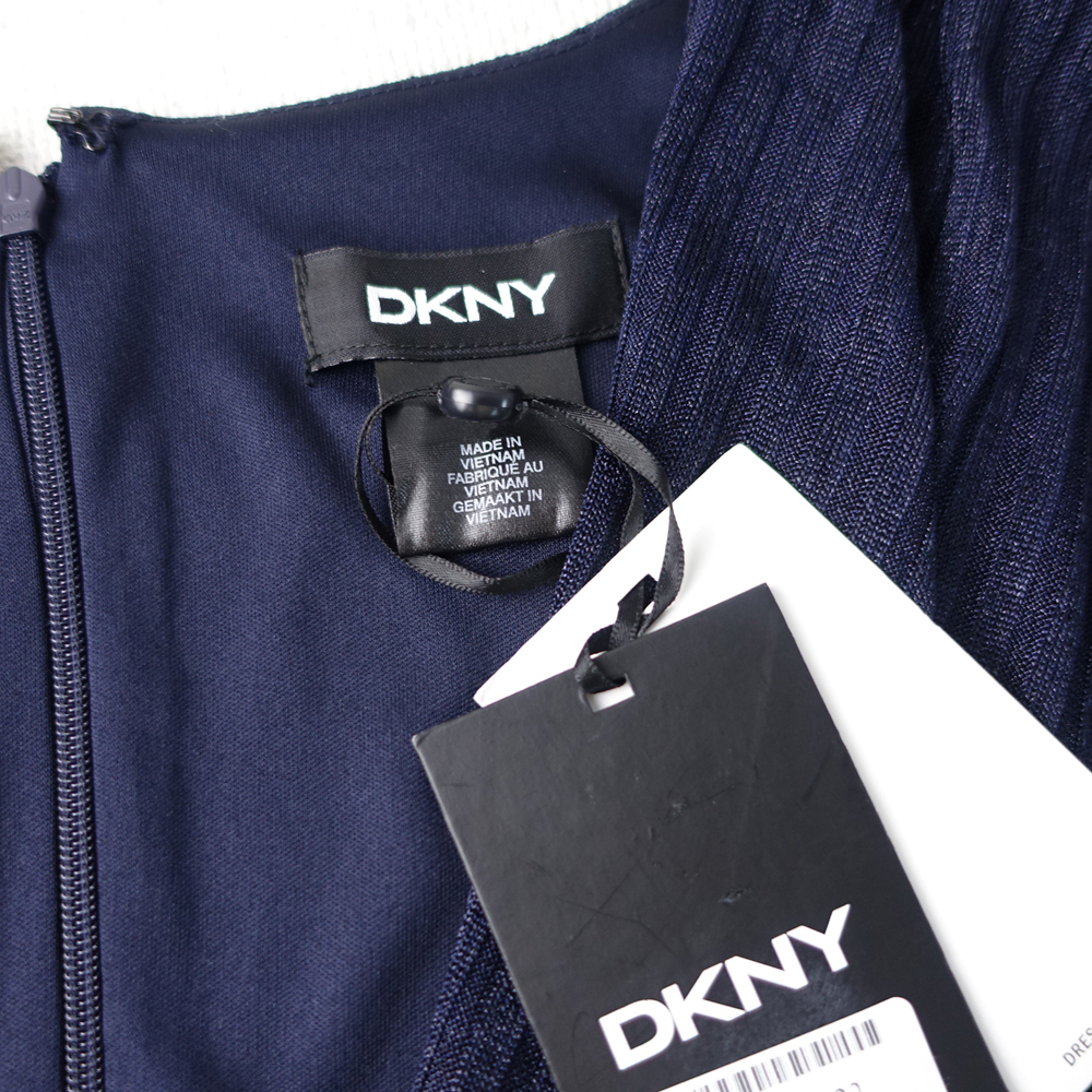 新品 DKNY 12/17号 ダナキャラン 紺 Aライン ワンピース パーティドレス 半袖 大きいサイズ 結婚式 二次会 フォーマル お呼ばれ 凛36Y2706_画像7