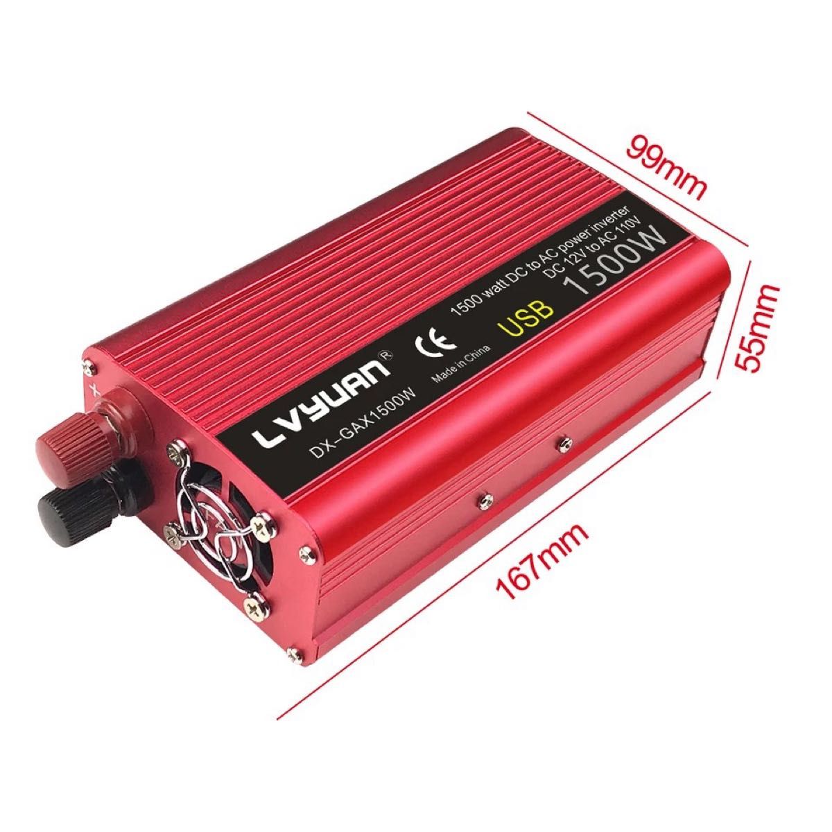 新品カーインバータ 出力1500W DC12V　AC100V　修正正弦波