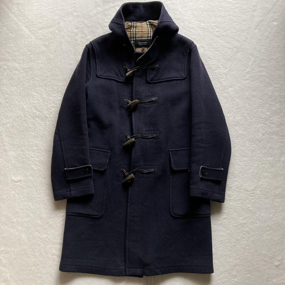 バーバリー ブラックレーベル BURBERRY BLACK LABEL ロングコート ダッフルコート ノバチェック トグル フード【M】ネイビー_画像3