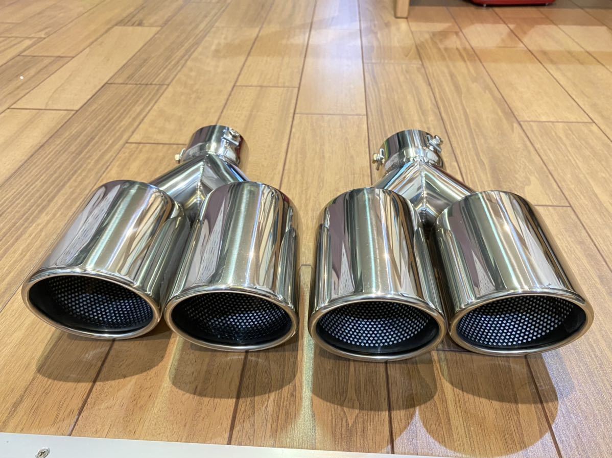 2 fine quality high class stainless steel 4 pipe out muffler cutter punching Benz BMW Audi Toyota Honda Benz Mazda Golf Alphard 