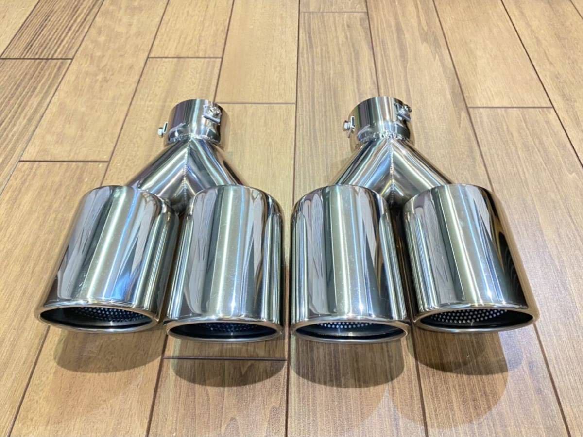 2 fine quality high class stainless steel 4 pipe out muffler cutter punching Benz BMW Audi Toyota Honda Benz Mazda Golf Alphard 