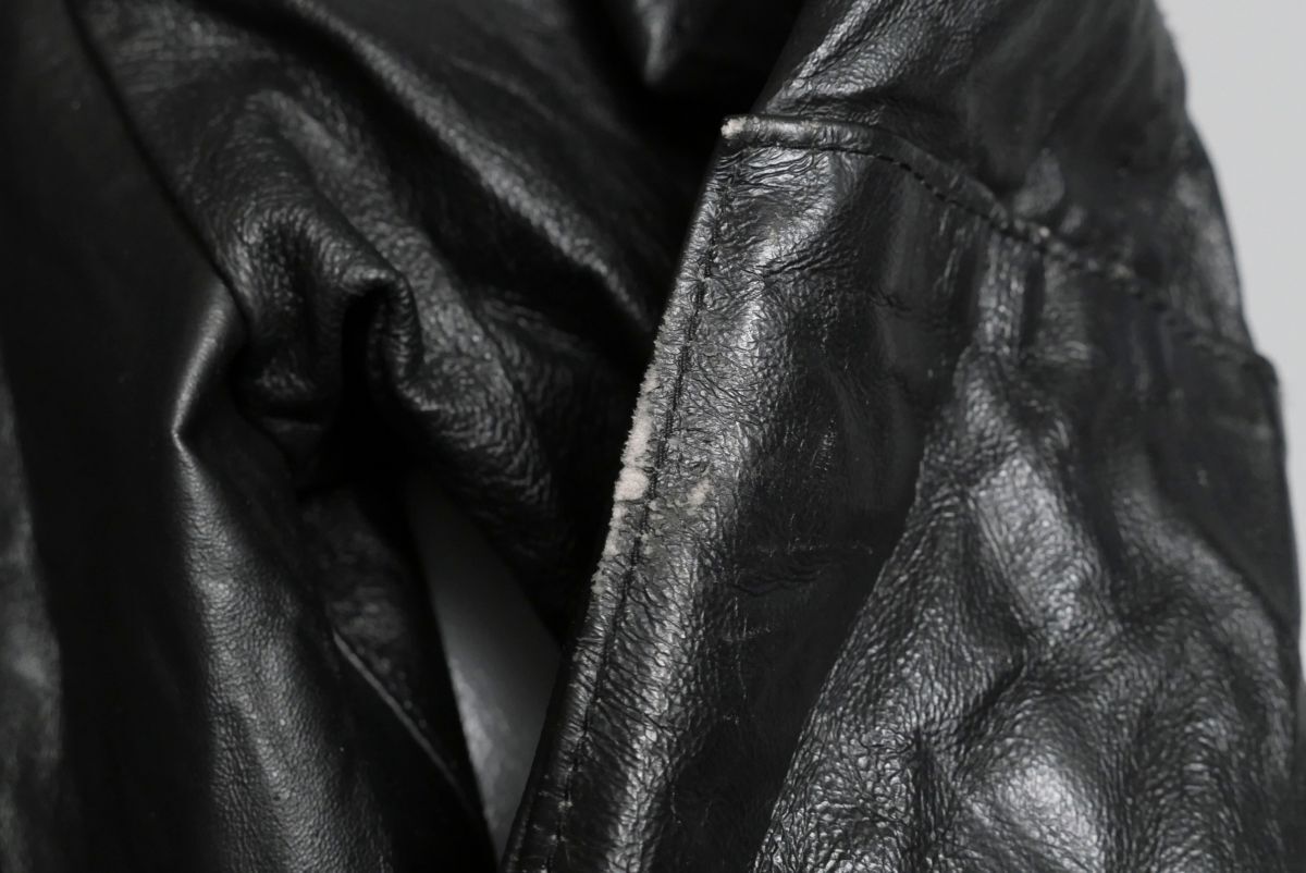 TH2665▽TASS STANDARD タススタンダード メンズL 豚革 ピッグレザー ライダースジャケット ジップアップブルゾン 革ジャン ブラックの画像6