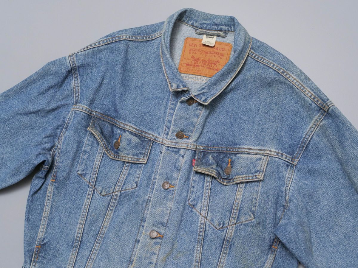 TG9494□メキシコ製*リーバイス/Levi's*90’s*70598-4891*デカタグ*デニムジャケット/ジージャン*ブルー*メンズ*LARGE*vintageの画像3