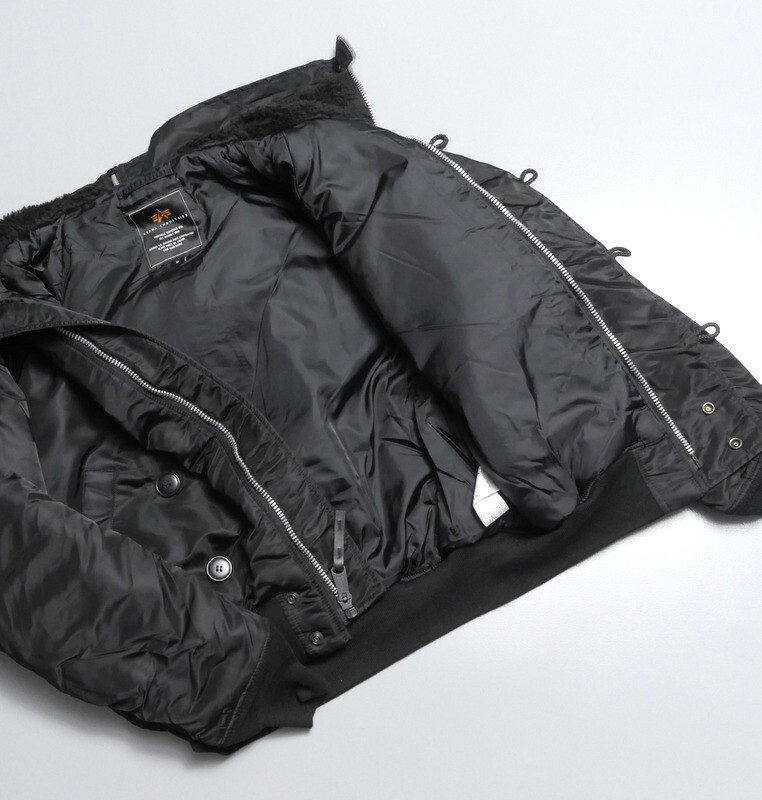 GO0835◇アルファ/ALPHA INDUSTRIES メンズM N-2B ファー フライトジャケット ミリタリーブルゾン 2010-501 ブラック_画像3