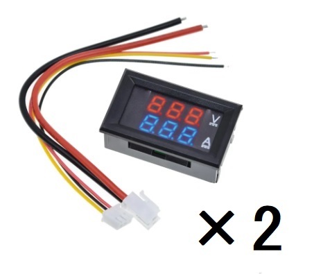  sale 2 piece set panel installation type E digital meter voltmeter amperemeter DC 0-100V 10A red blue LED