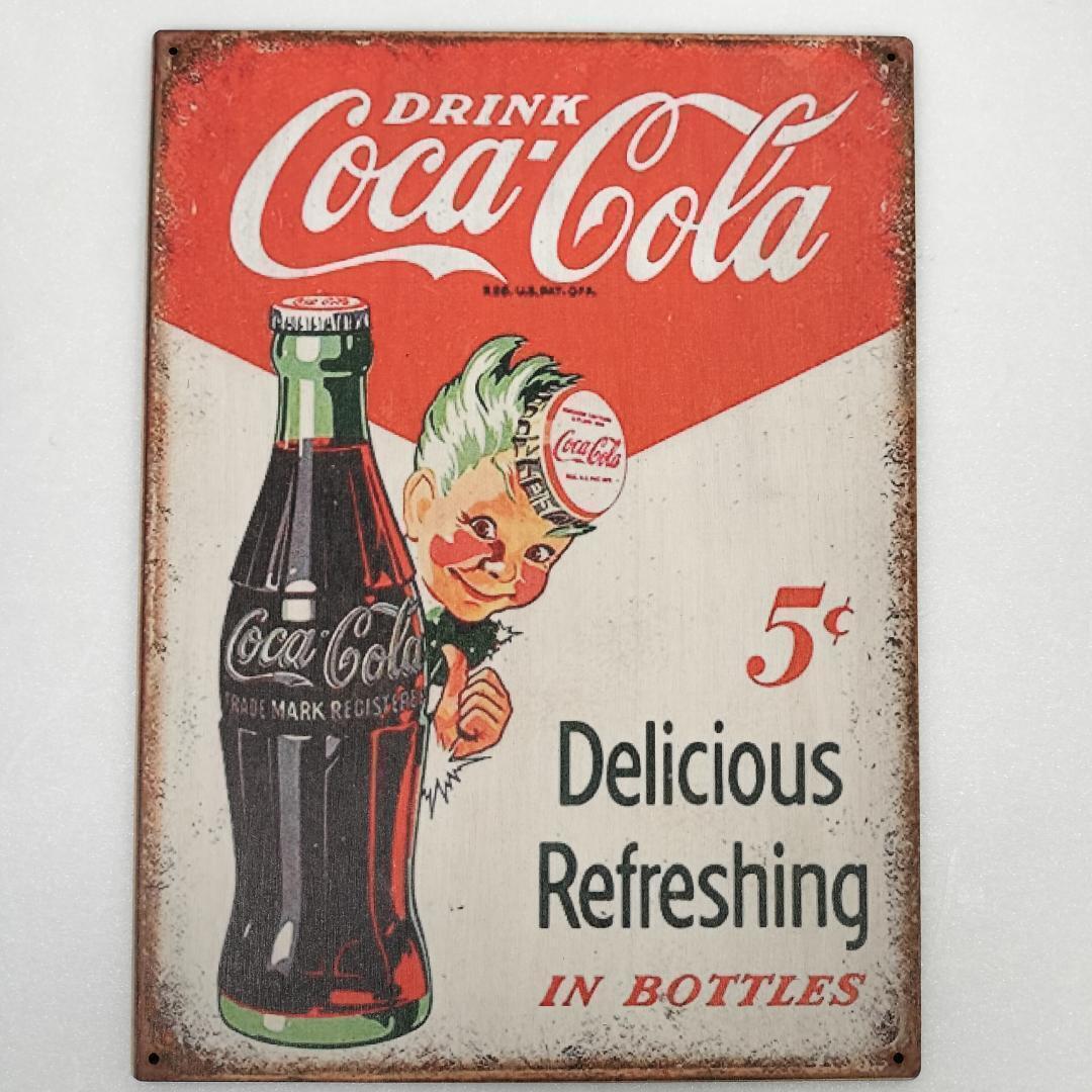 (79) コカ・コーラ ベニヤ 看板 プレート レトロ Coca-Cola_画像1