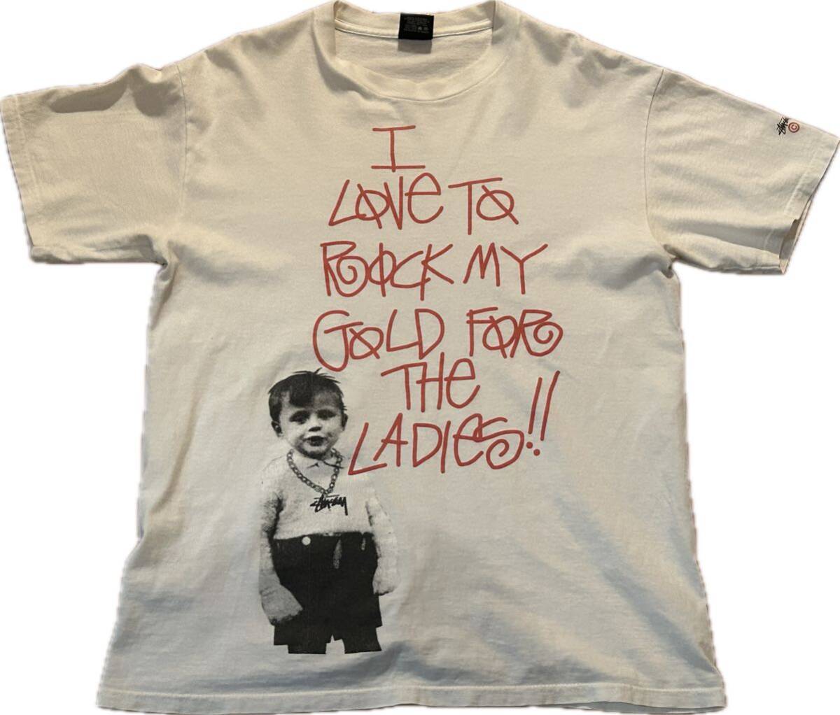 USA製 00s Old Stussy I LOVE TO ROCK MY GOLD FOR THE LADIES Tee Shirt オールドステューシー フォトプリント Tシャツ Vintageビンテージ_画像1