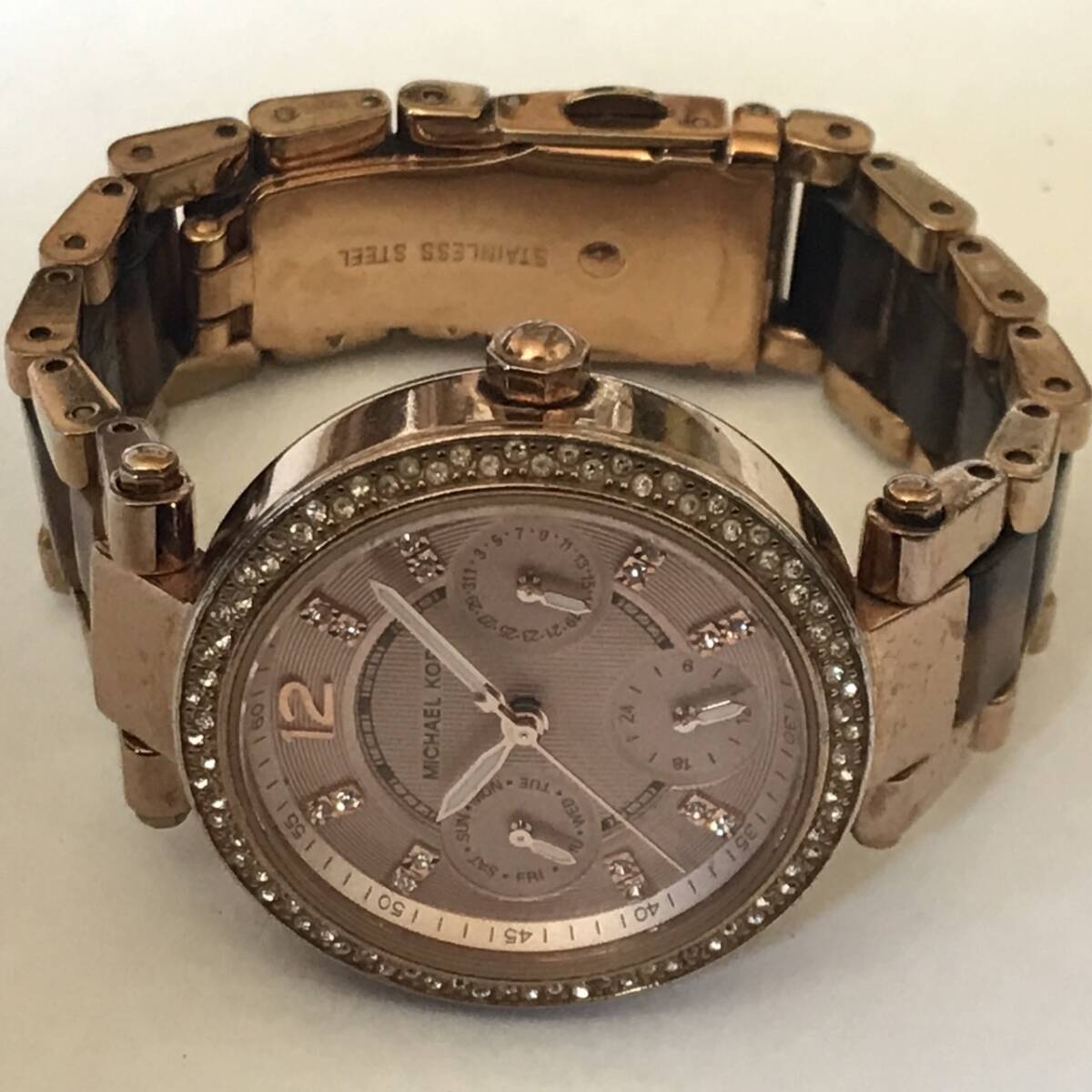 マイケルコース　MICHAEL KORS　 腕時計 　MK5841　 ウォッチ　 べっこう柄 　ピンクゴールド 　クォーツ 　ラインストーン_画像3