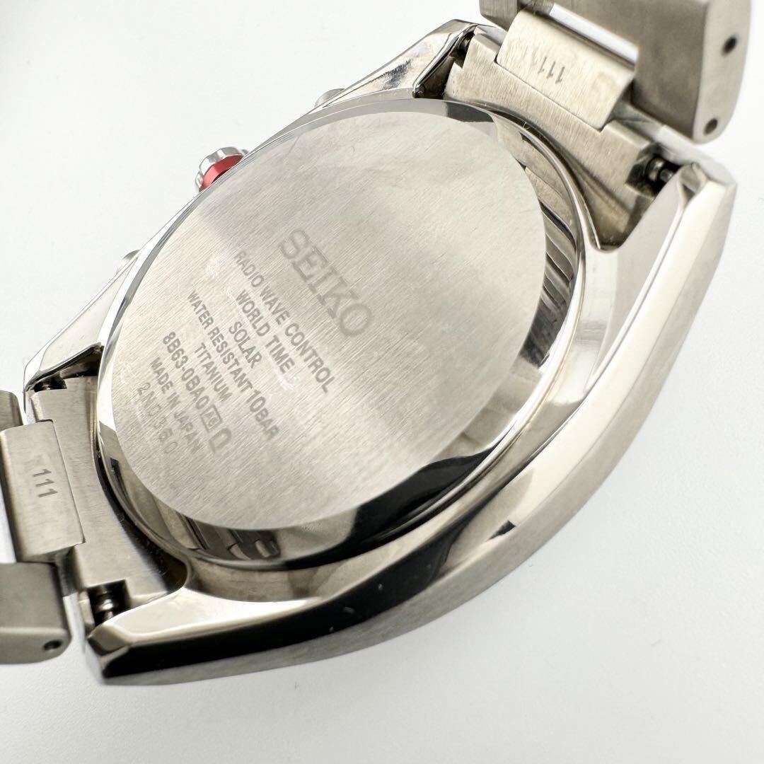極美品　SEIKO ASTRON セイコー アストロン 8B63-0BA0 SBXY017 チタン ソーラー電波 ワールドタイム アナログカレンダー メンズ　腕時計_画像5