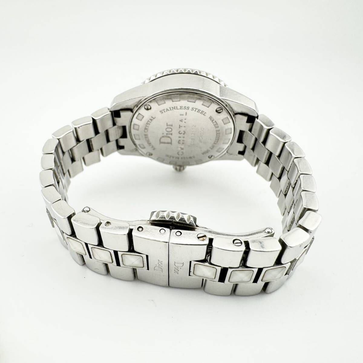状態良好品　Christian Dior クリスチャン ディオール CD112112 クリスタル 腕時計 SS シェル文字盤 シリアル　FC4500 レディース_画像8