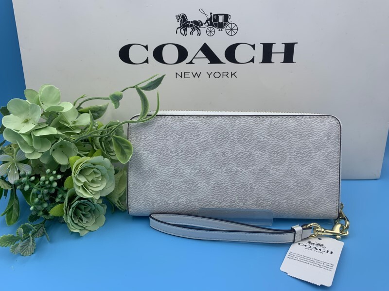 コーチ COACH 長財布 財布 レディース プレゼント ホワイト 白 贈り物 シグネチャー ロング ジップ ブランド 新品 未使用 C4452 C061_画像3