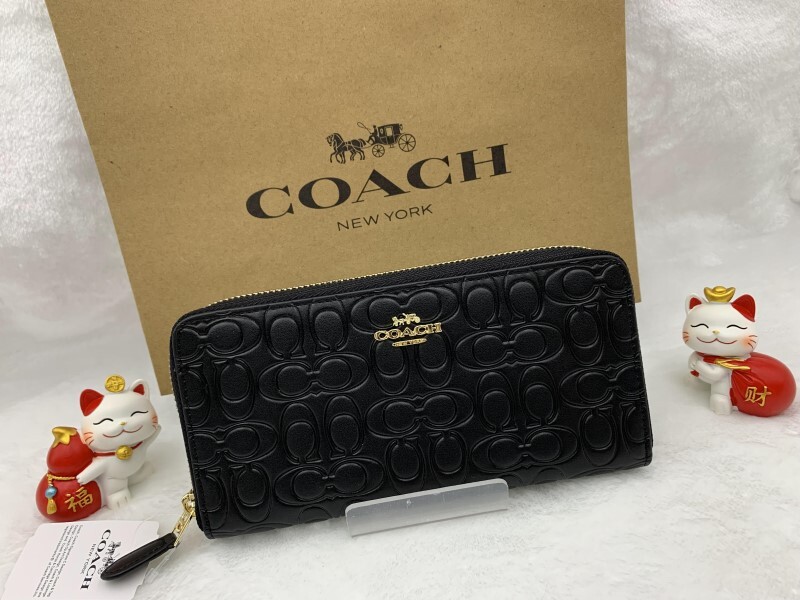 コーチ COACH 長財布 財布 エンボスドレザー メンズ ブラック 黒 