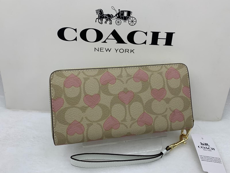 コーチ COACH 長財布 財布 ハート プリント カジュアル フォーマル エレガント シンプル シグネチャー ジップ 新品 未使用 CQ147 C340