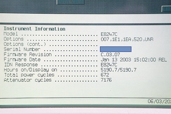 Agilent/アジレント 250kHz ～ 20GHz PSG CW信号発生器▲E8247C 中古▲送料無料の画像6