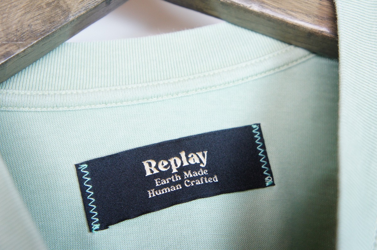 国内正規 美品 REPLAYリプレイ ロゴ Tシャツ 半袖カットソー ガーメントダイ M6154 000 23312E 本物 青緑115O_画像3
