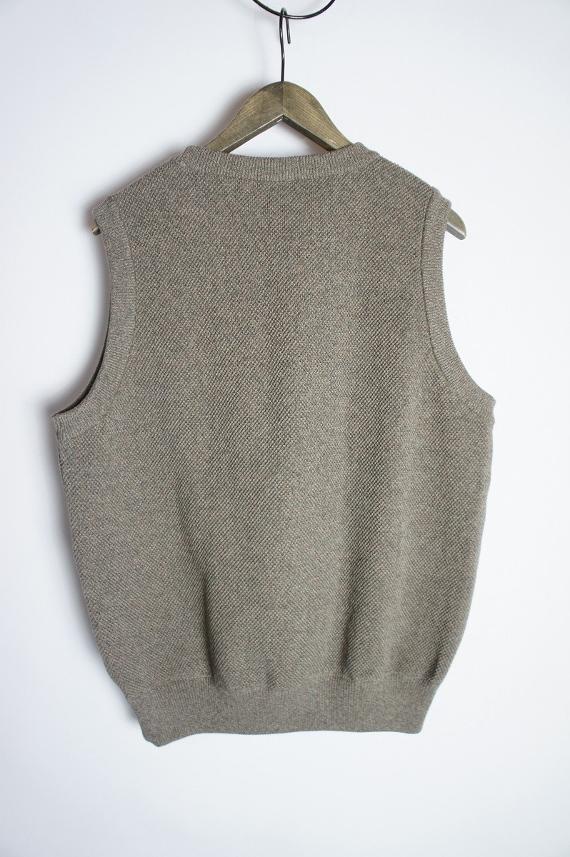 美品23SS crepusculeクレプスキュール Moss Stitch C/N Vest ニット ベスト プルオーバー コットン 2301-009 灰1014N_画像2