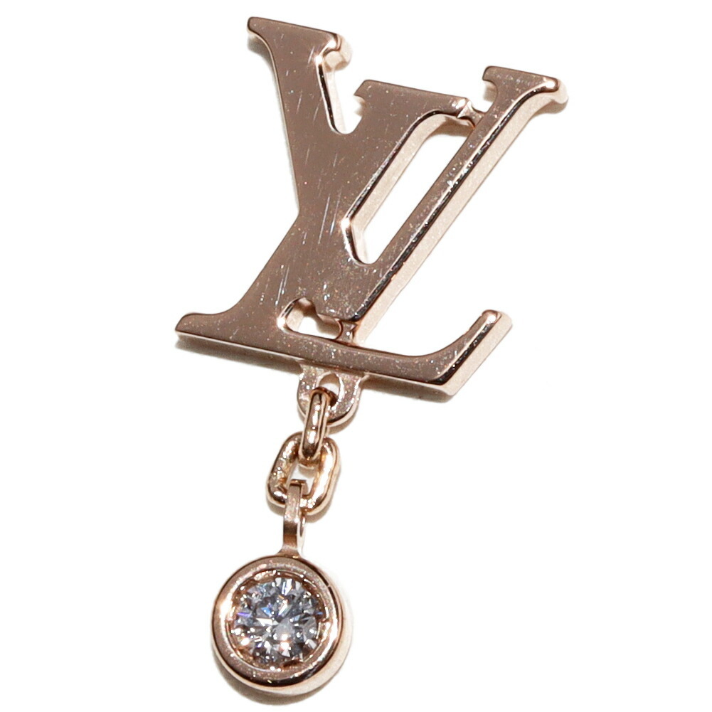 贈る結婚祝い イディール ダイヤ1P(0.03ct) K18PG ピアス ルイヴィトン ブロッサムLV Q96549 片方のみ ピアス イヤリング、ピアス