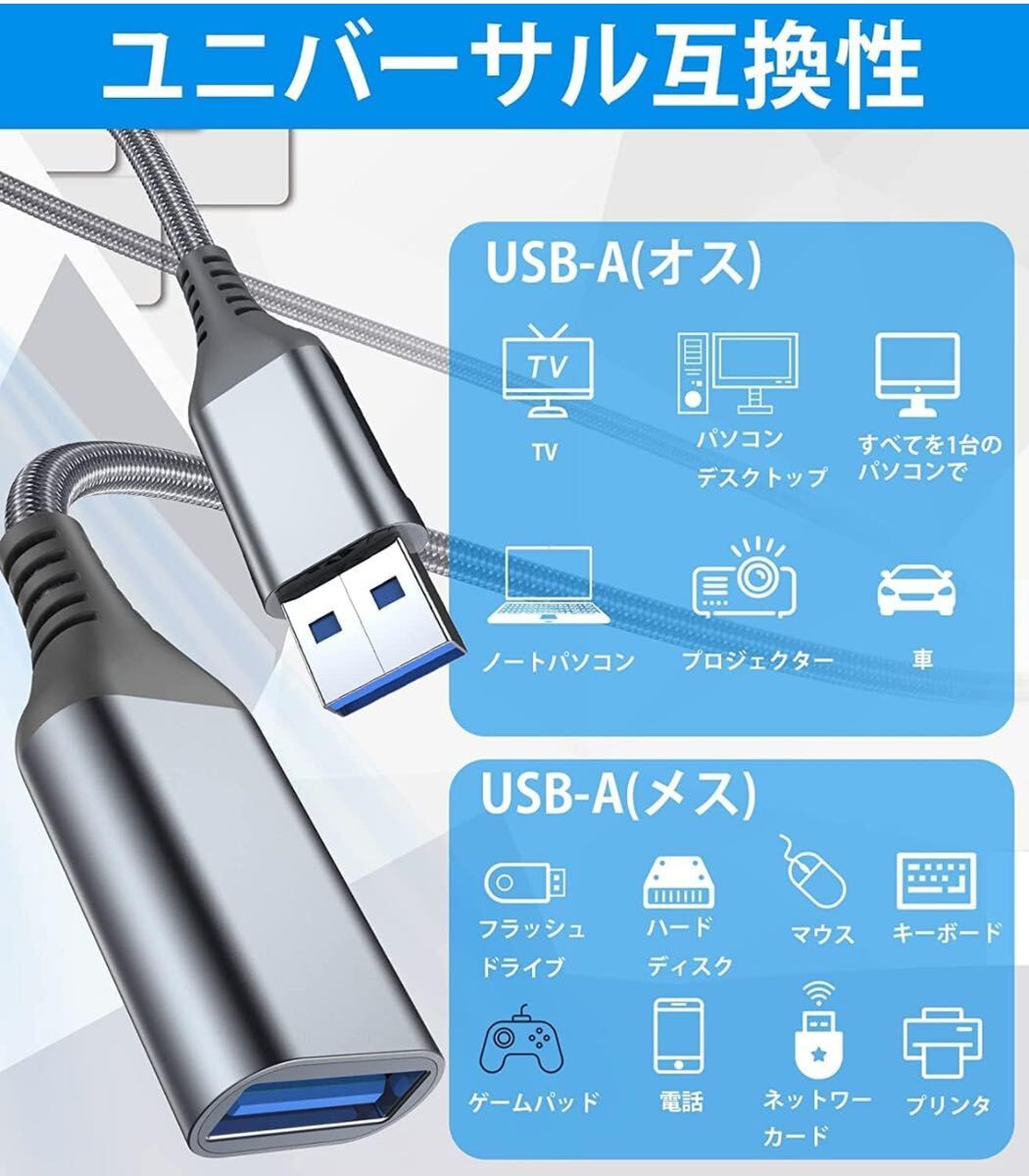 USB 延長ケーブル 3M,USB 3.0 延長ケーブル 5Gbps高速データ転送 AviBrex usb 延長