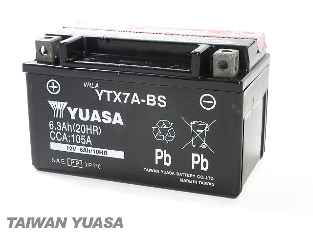 台湾ユアサバッテリー YUASA YTX7A-BS ◆互換 FTX7A-BS アクロス バンディット250 GSX250カタナ コブラ GSX400インパルス GSX-R400Rの画像3
