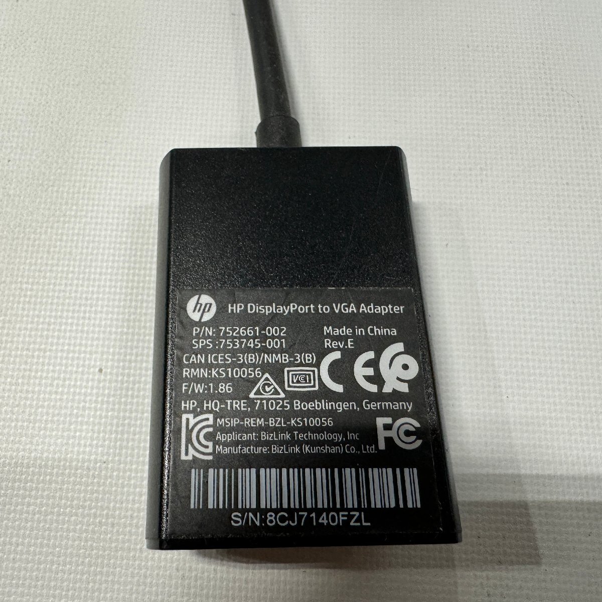 ◎HP DisplayPort to VGA Adapter 752661-002 変換アダプタ Displayport(オス) VGA(メス) 中古品10個セット 送料無料 /0327e8_画像2