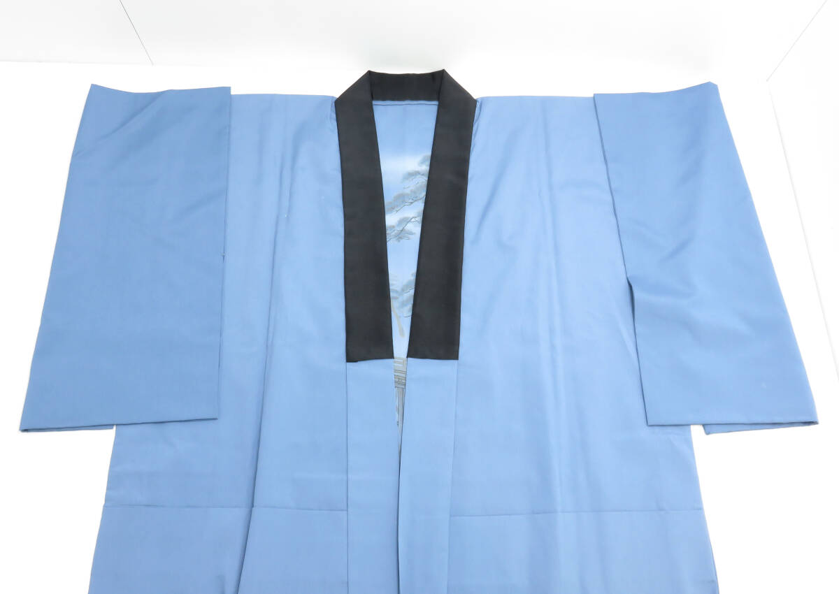 * for man long kimono-like garment 2 sheets summarize blue group gray series ukiyoe kimono Japanese clothes Japanese clothes present condition goods 