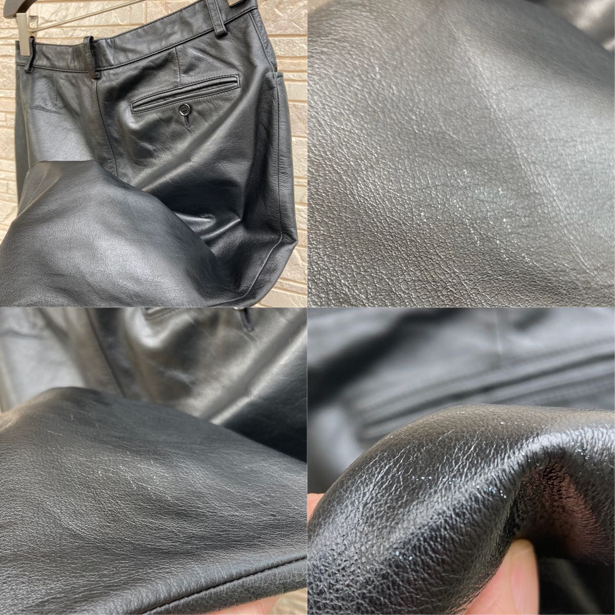 Vtg　90s　Paul Smith　レザーパンツ　本革牛革　革パン　ブラック黒　size31　M/L相当