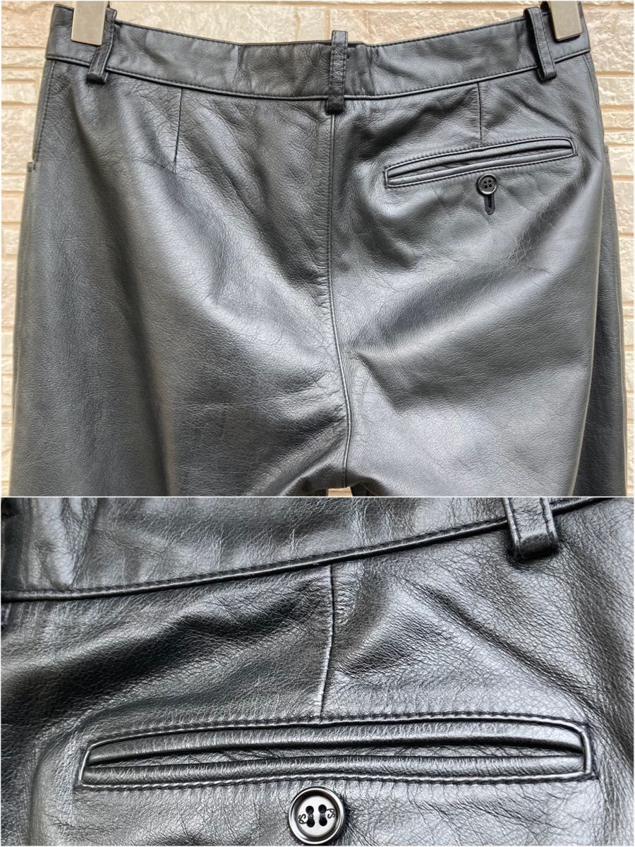 Vtg　90s　Paul Smith　レザーパンツ　本革牛革　革パン　ブラック黒　size31　M/L相当