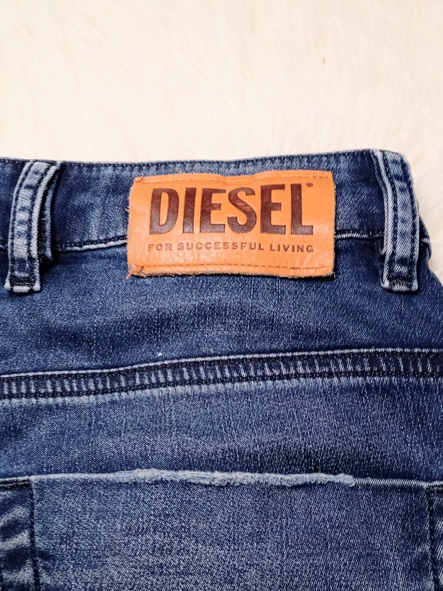 DIESEL ディーゼル W28 L32 ジョグジーンズ KROOLEY JOGG TAPERED 069SL STRETCH 濃紺 ダメージ加工 古着 美品 ストレッチ加工の画像8