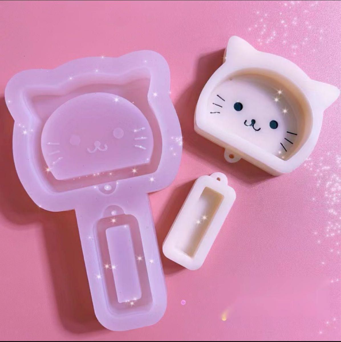 シリコンモールド　猫　ねこちゃん　デビル　風鈴　レジン型　デビル　シェイカー　キーホルダー　ハンドメイド