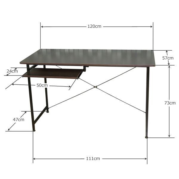 新品 即納 120cm幅 シンプルデスク パソコンデスク ブラウン キーボートレー付 簡単組立 在庫処分 アウトレット 茶色の画像3