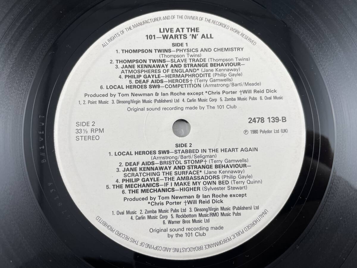 UK盤　LP　V.A　LIVE AT THE 101 WARTS 'N' ALL　(Thompson Twins, Jane Kennaway And Strange Behavior, Philip Gayle, Deaf Aids,,,)_画像5