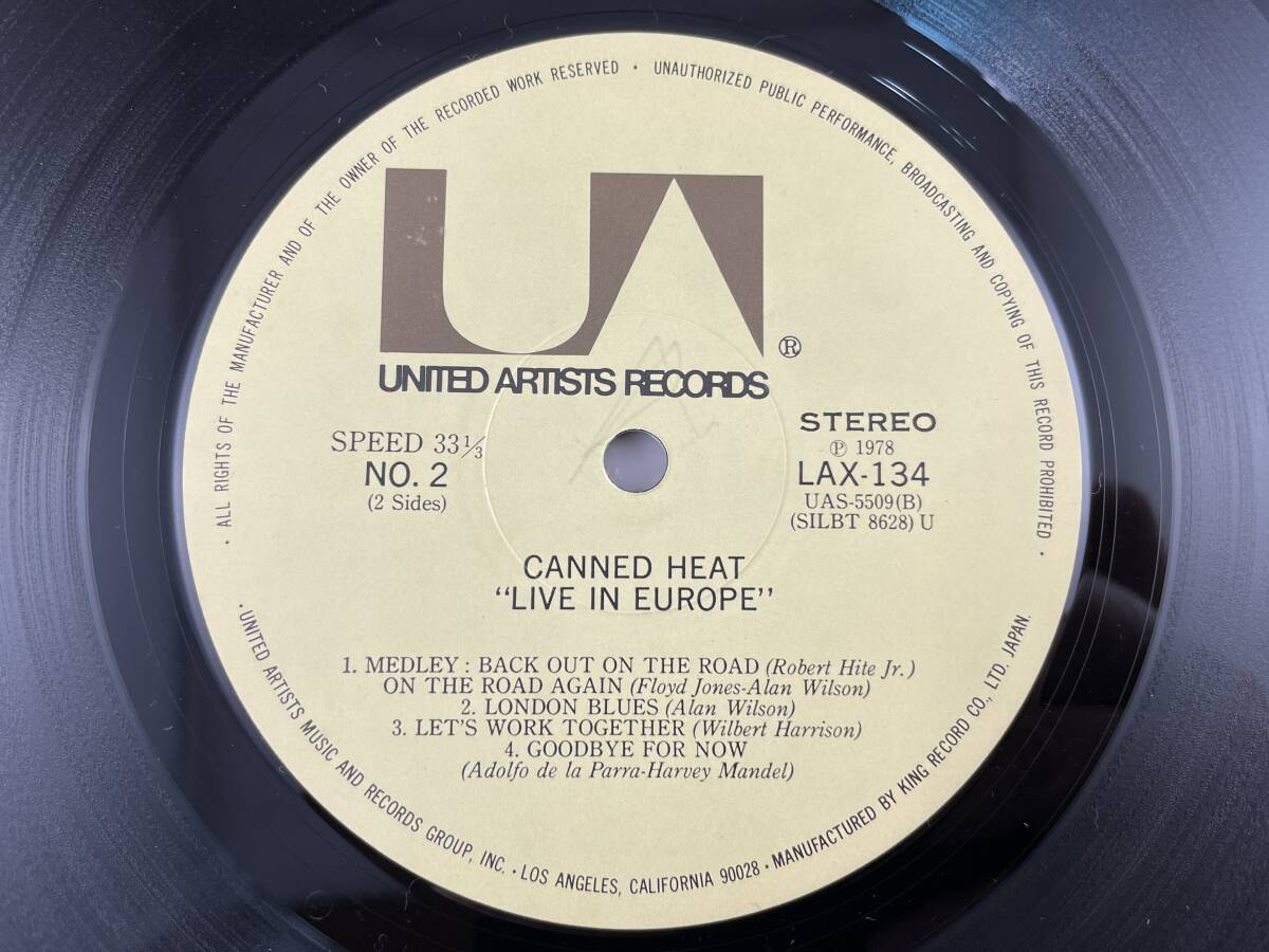 国内盤　LP　CANNED HEAT　Concert Recorded Live in Europe　ライヴ・イン・ヨーロッパ　LAX 134_画像6