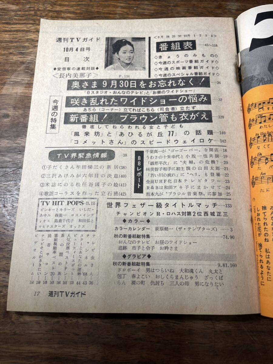 TVガイド　1968年 10月4日号　高橋レナ　団次郎_画像3