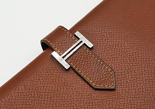 ◇【HERMES エルメス】ベアン 2つ折り長財布 ノワゼット_画像8