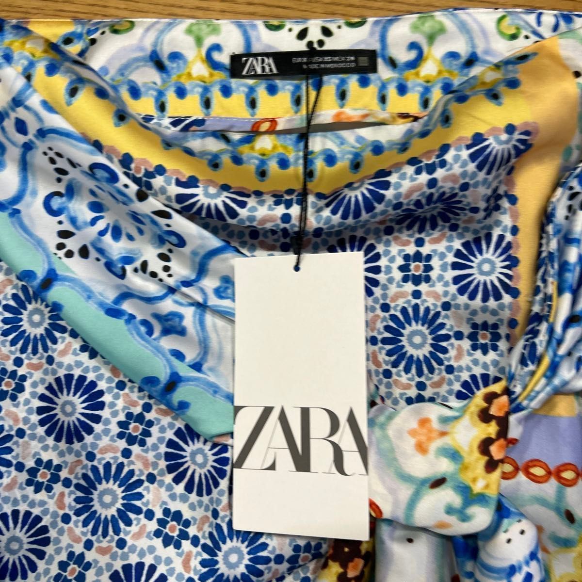 【ZARA】〈新品・未使用〉ザラ パッチワークプリント ラップスカート ミモレ丈 XS