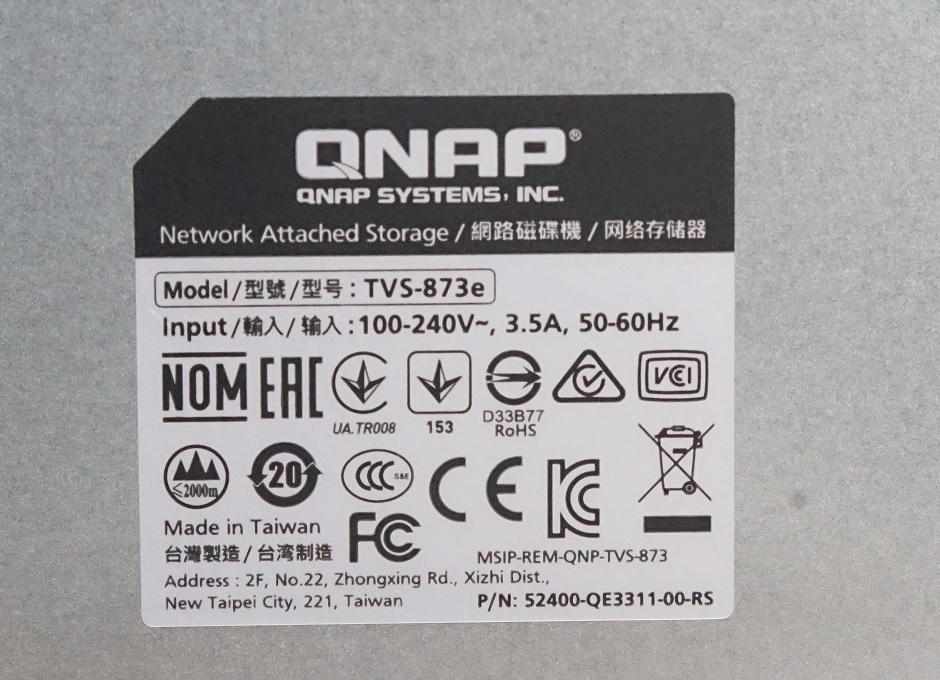 QNAP TVS-873(TVS-873e) 8ベイNAS 中古 PCIe拡張(2スロット) QTS 5.1_画像5