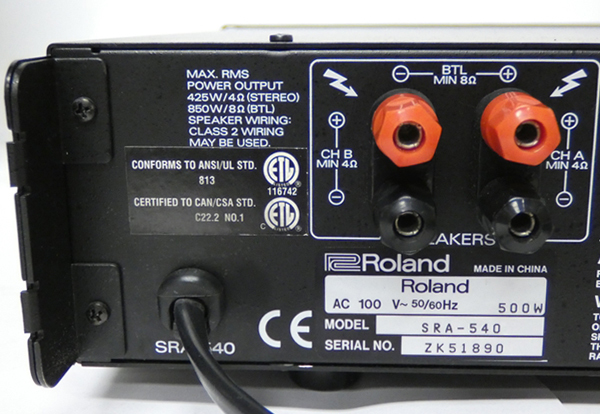 ■Roland ローランド 2CH/BTL パワーアンプ SRA-540の画像8